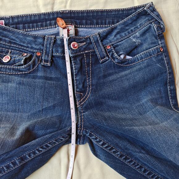 True Religion Made in USA Bootcut Jeans Women’s 30 Blue Thick Stitch - Picture 4 of 5